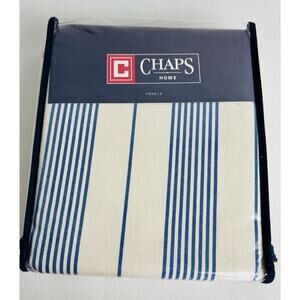 Chaps Home Marbury Curtain Panels 84” × 84” Blue Cream Stripe 2 Panels New